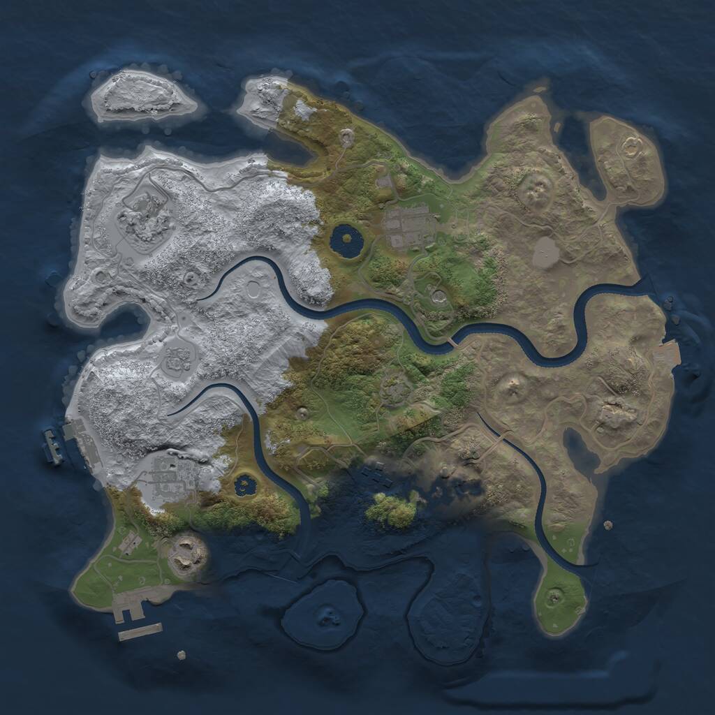 Rust Map: Procedural Map, Size: 3250, Seed: 296885475, 12 Monuments