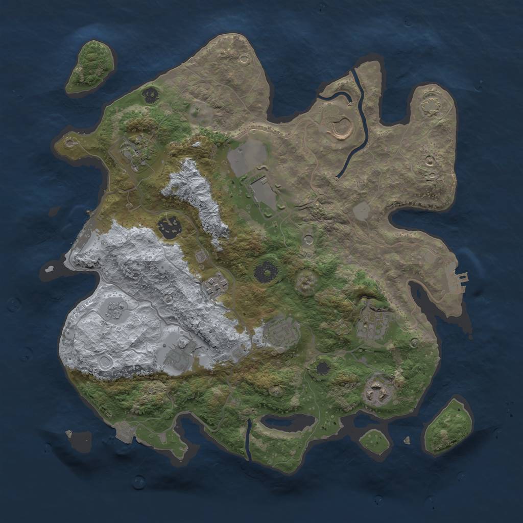Rust Map: Procedural Map, Size: 3500, Seed: 974735782, 17 Monuments