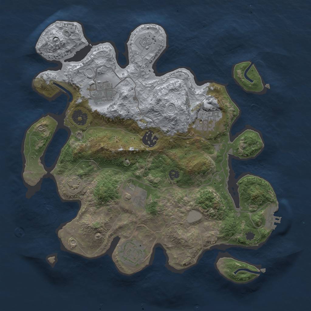 Rust Map: Procedural Map, Size: 3000, Seed: 1147692175, 11 Monuments