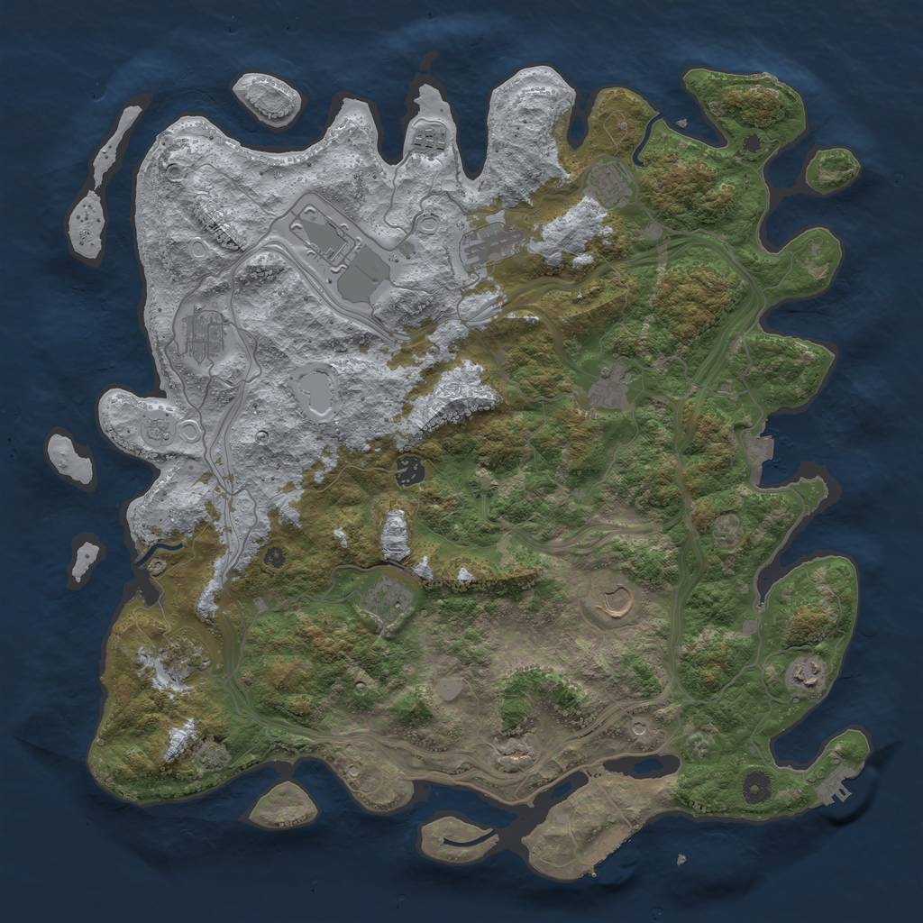 Rust Map: Procedural Map, Size: 4500, Seed: 1335767846, 19 Monuments