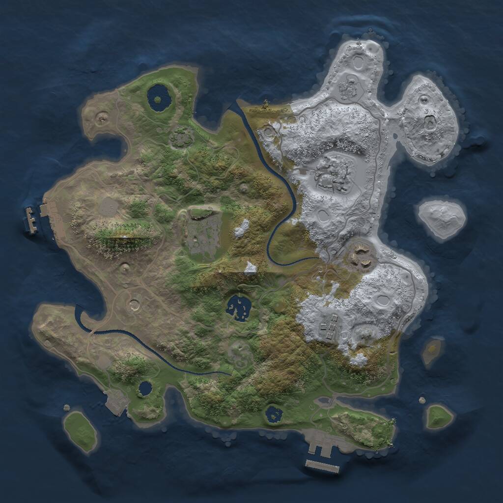Rust Map: Procedural Map, Size: 3000, Seed: 624443, 11 Monuments