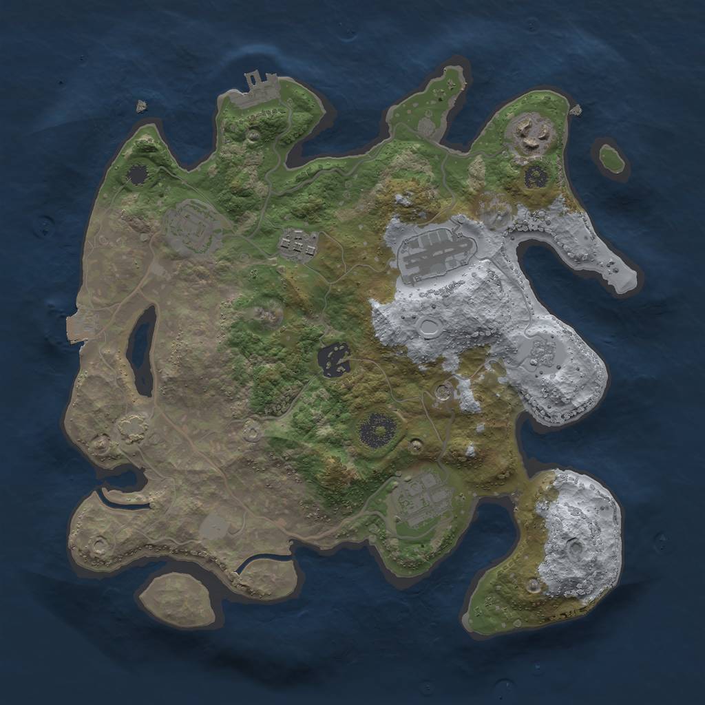 Rust Map: Procedural Map, Size: 3000, Seed: 1325478, 13 Monuments