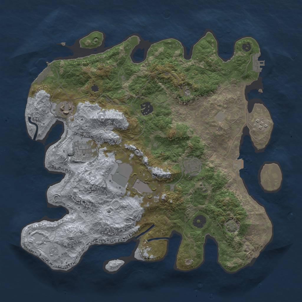Rust Map: Procedural Map, Size: 3500, Seed: 152073260, 14 Monuments