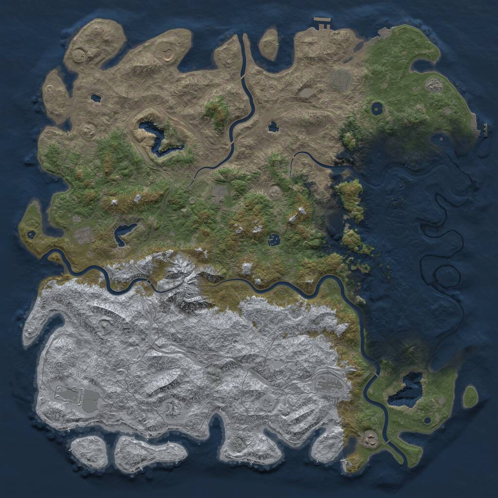 Rust Map: Procedural Map, Size: 6000, Seed: 808742398, 17 Monuments