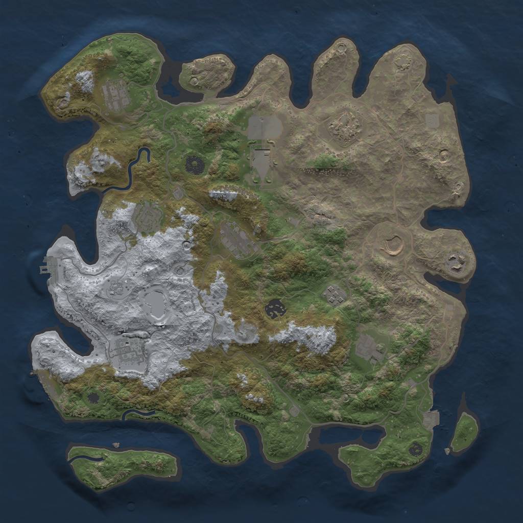 Rust Map: Procedural Map, Size: 4000, Seed: 493098041, 19 Monuments