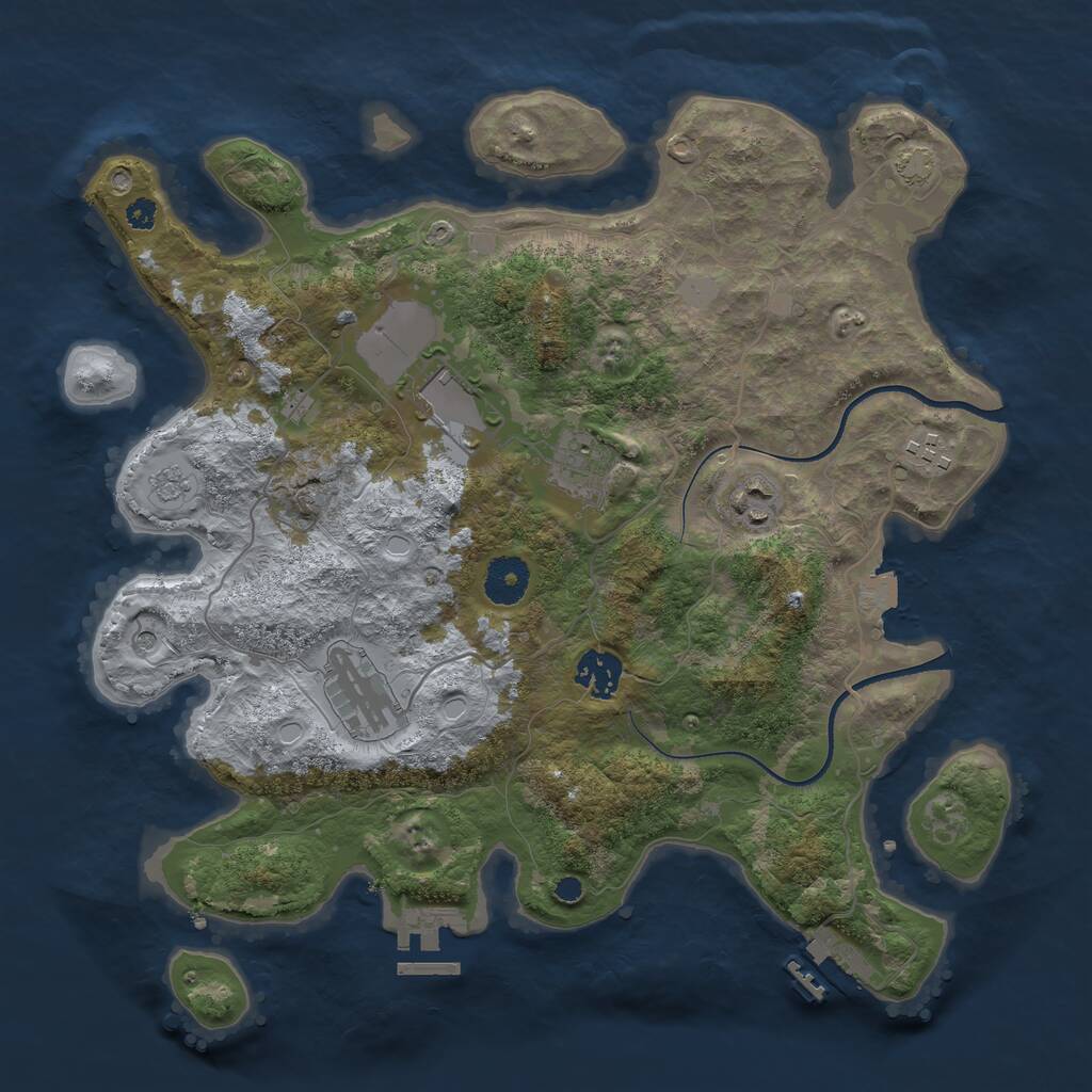 Rust Map: Procedural Map, Size: 3500, Seed: 294023198, 12 Monuments