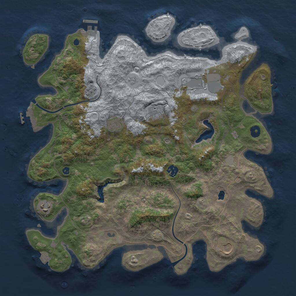Rust Map: Procedural Map, Size: 4000, Seed: 1844950585, 13 Monuments