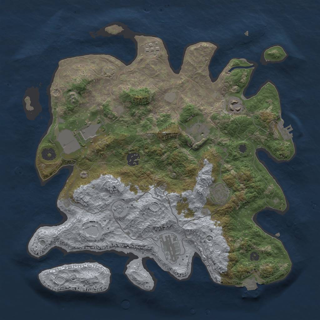 Rust Map: Procedural Map, Size: 3500, Seed: 47047, 14 Monuments