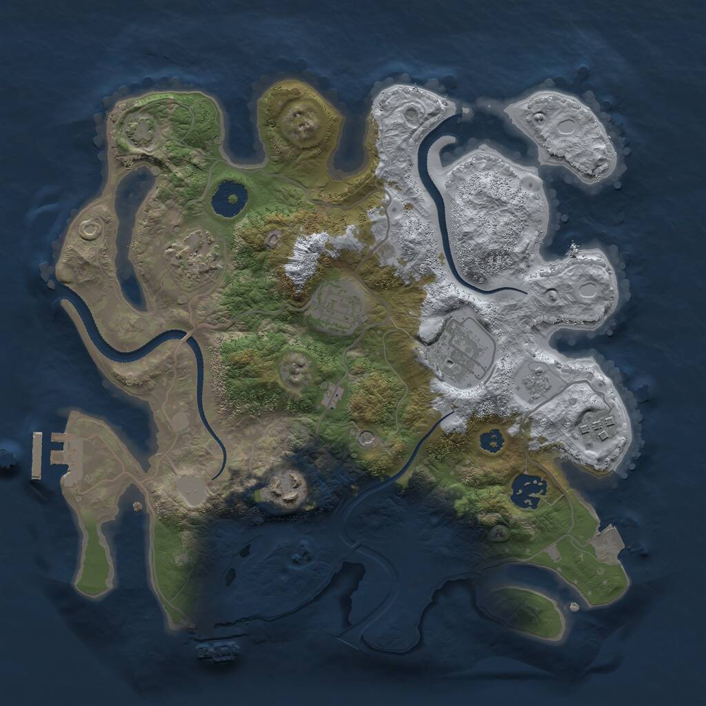 Rust Map: Procedural Map, Size: 3000, Seed: 546581, 12 Monuments