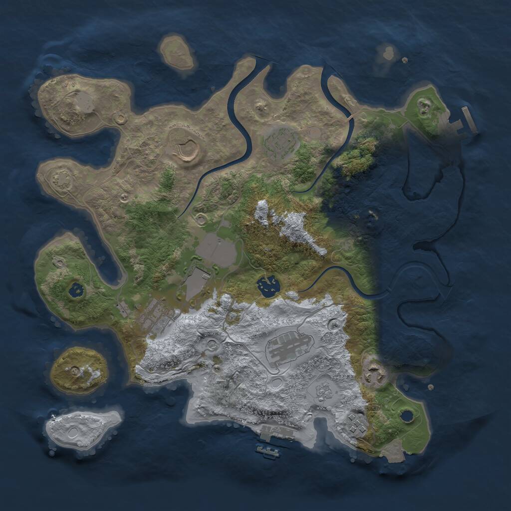 Rust Map: Procedural Map, Size: 3500, Seed: 2144143644, 14 Monuments