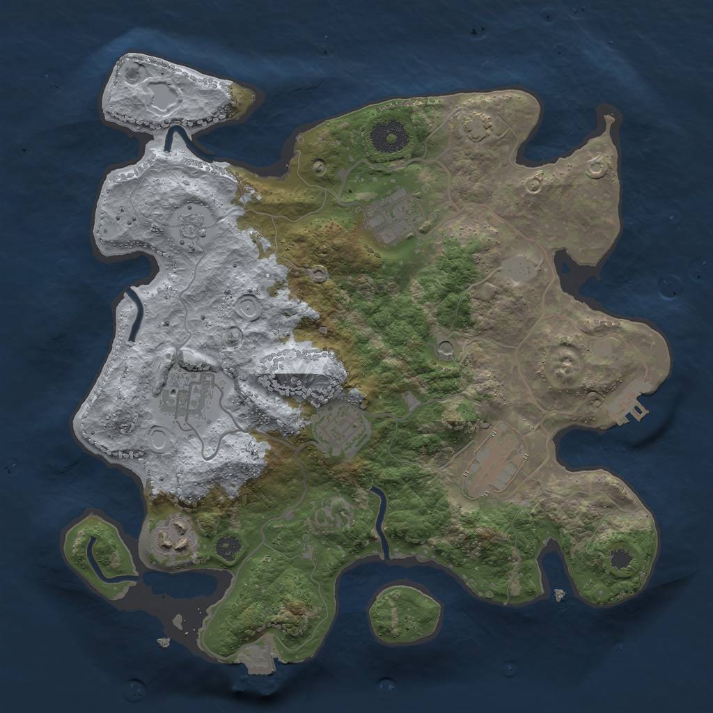 Rust Map: Procedural Map, Size: 3000, Seed: 1059180087, 12 Monuments