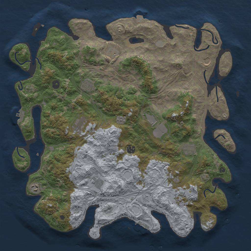 Rust Map: Procedural Map, Size: 4500, Seed: 1605724845, 19 Monuments