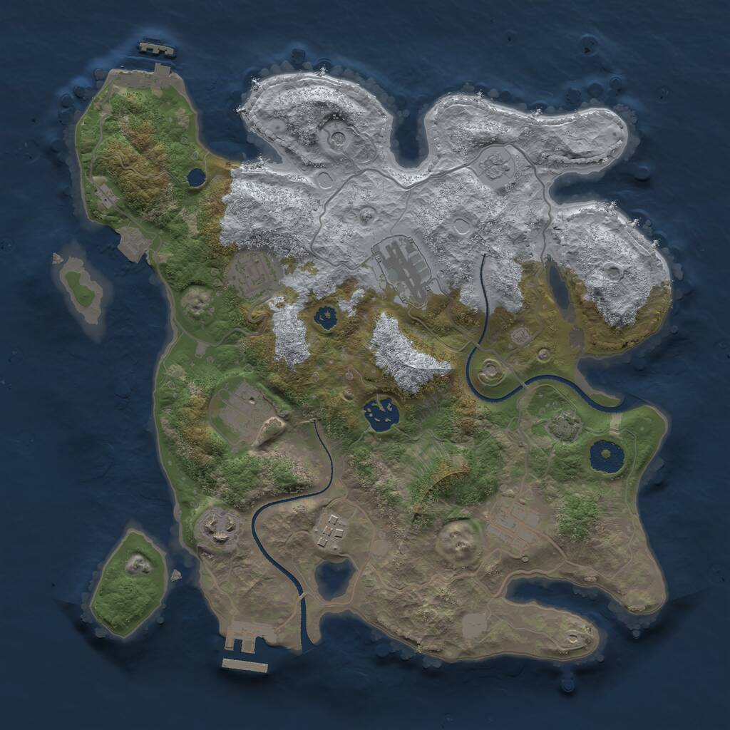 Rust Map: Procedural Map, Size: 3250, Seed: 417195429, 13 Monuments