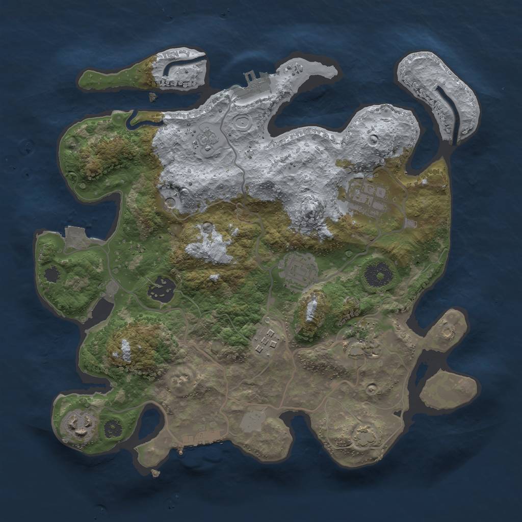 Rust Map: Procedural Map, Size: 3000, Seed: 125125, 14 Monuments