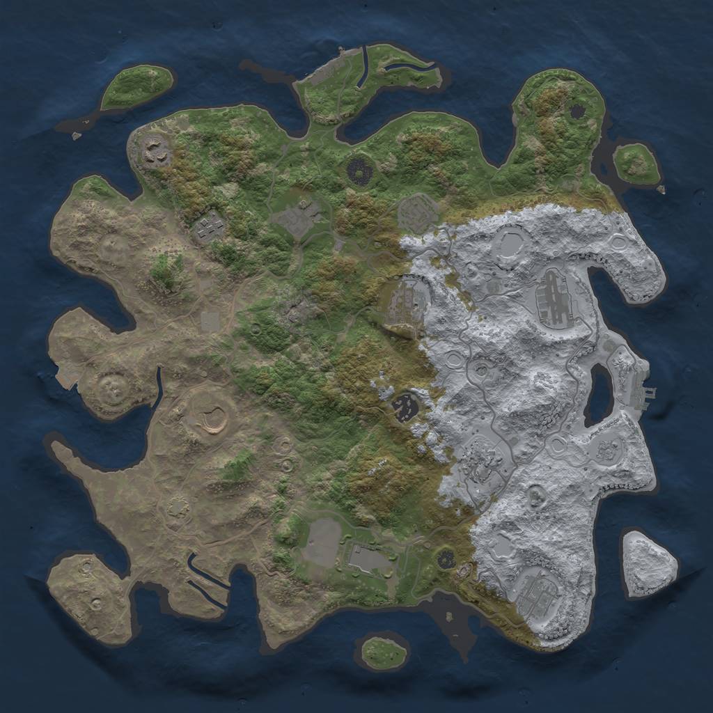 Rust Map: Procedural Map, Size: 4000, Seed: 70771066, 19 Monuments