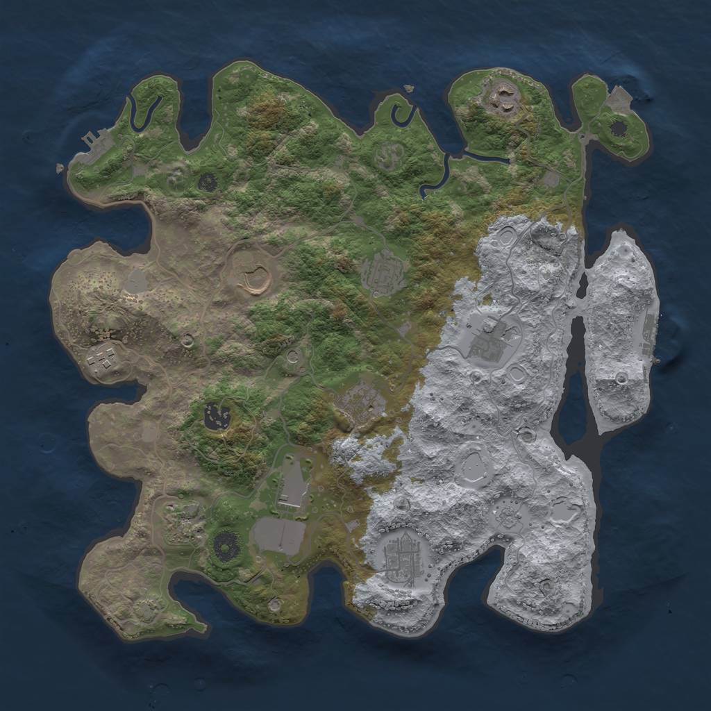 Rust Map: Procedural Map, Size: 3750, Seed: 1378808811, 18 Monuments