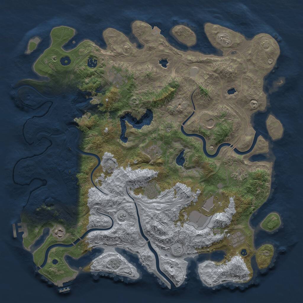 Rust Map: Procedural Map, Size: 4500, Seed: 73492, 16 Monuments
