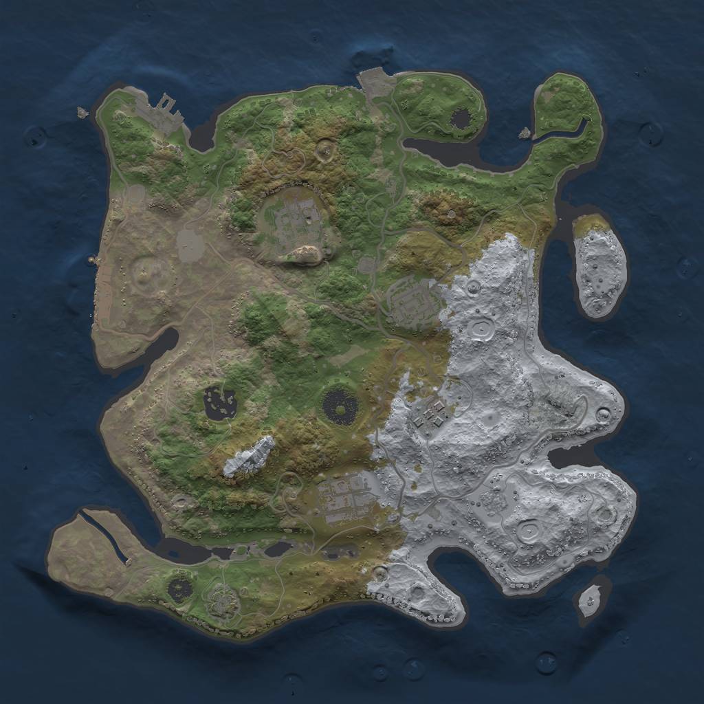 Rust Map: Procedural Map, Size: 3000, Seed: 744851741, 12 Monuments