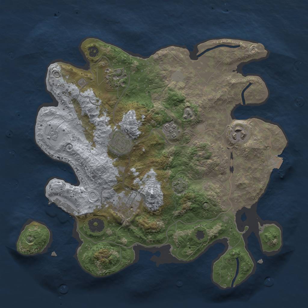 Rust Map: Procedural Map, Size: 3000, Seed: 33614950, 11 Monuments