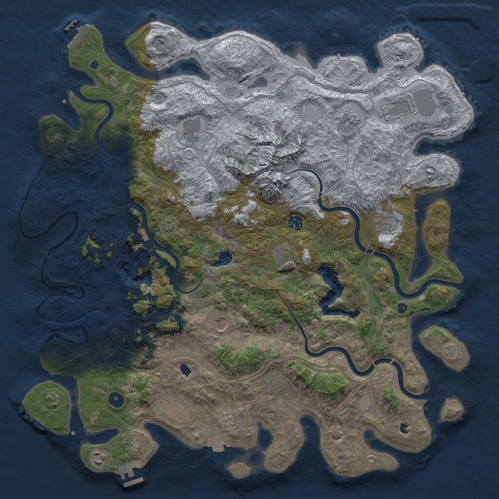 Rust Map: Procedural Map, Size: 5000, Seed: 756116643, 17 Monuments