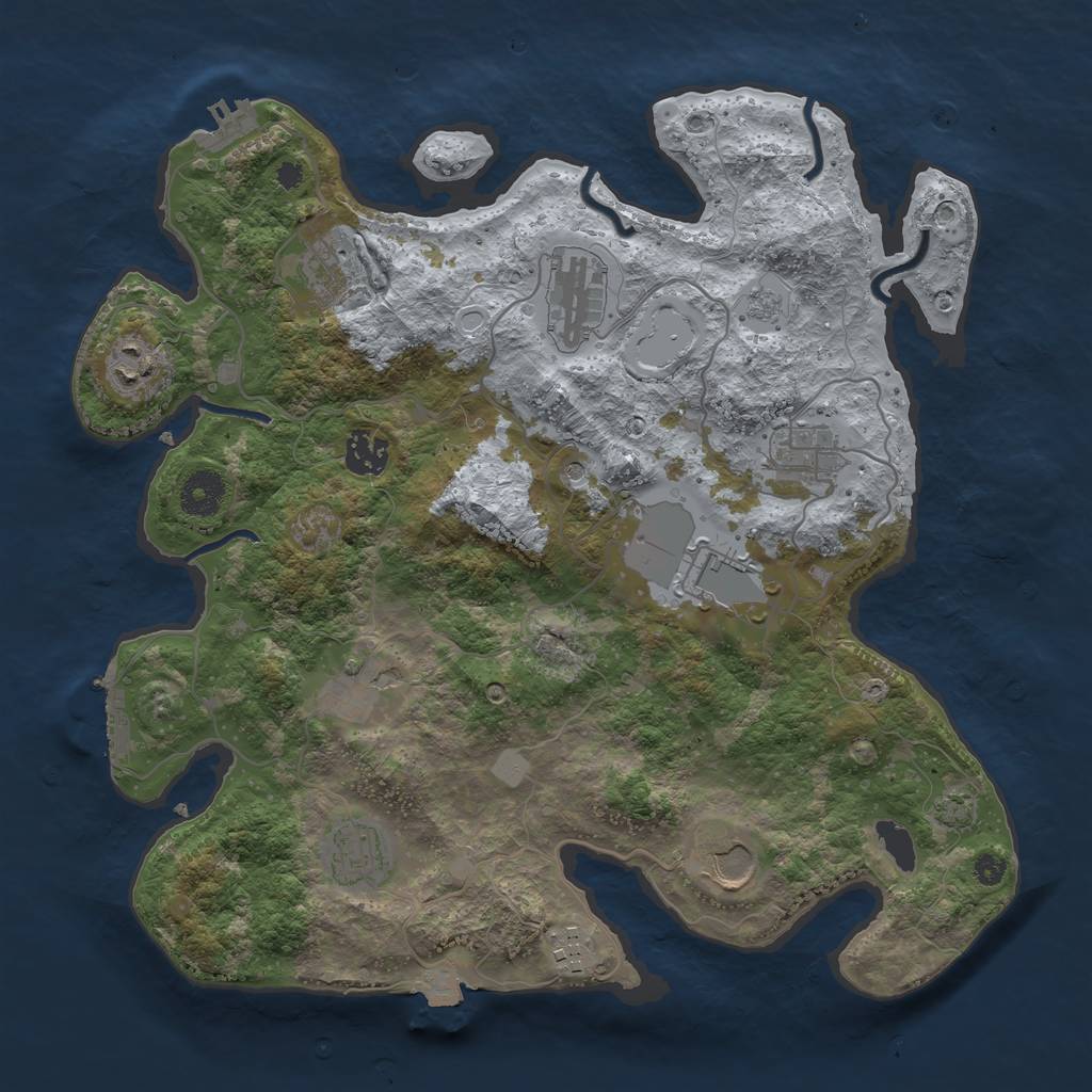 Rust Map: Procedural Map, Size: 3600, Seed: 12537619, 18 Monuments