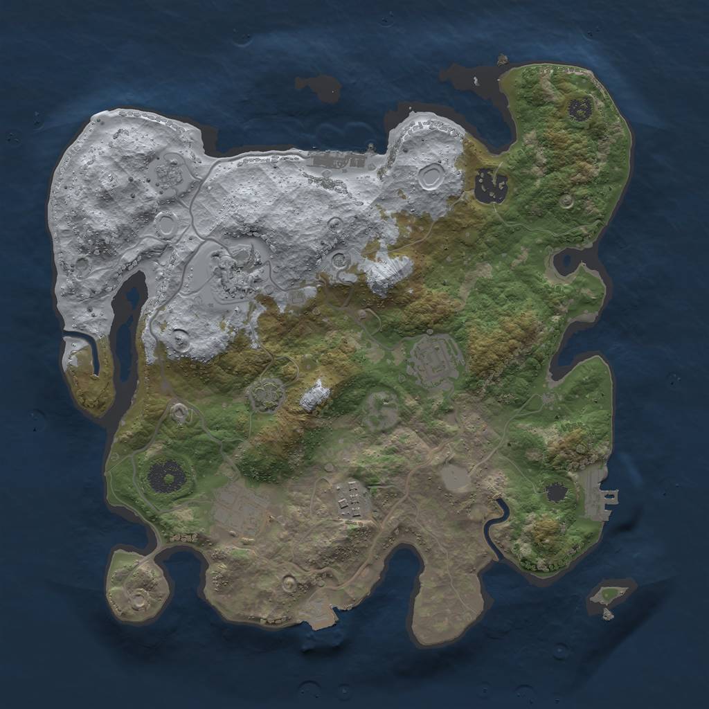 Rust Map: Procedural Map, Size: 3000, Seed: 680409582, 13 Monuments