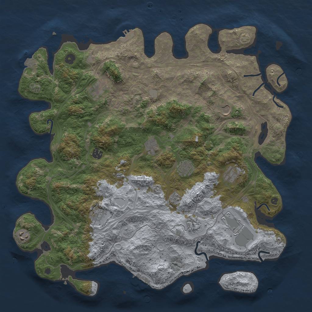 Rust Map: Procedural Map, Size: 4500, Seed: 429577194, 19 Monuments