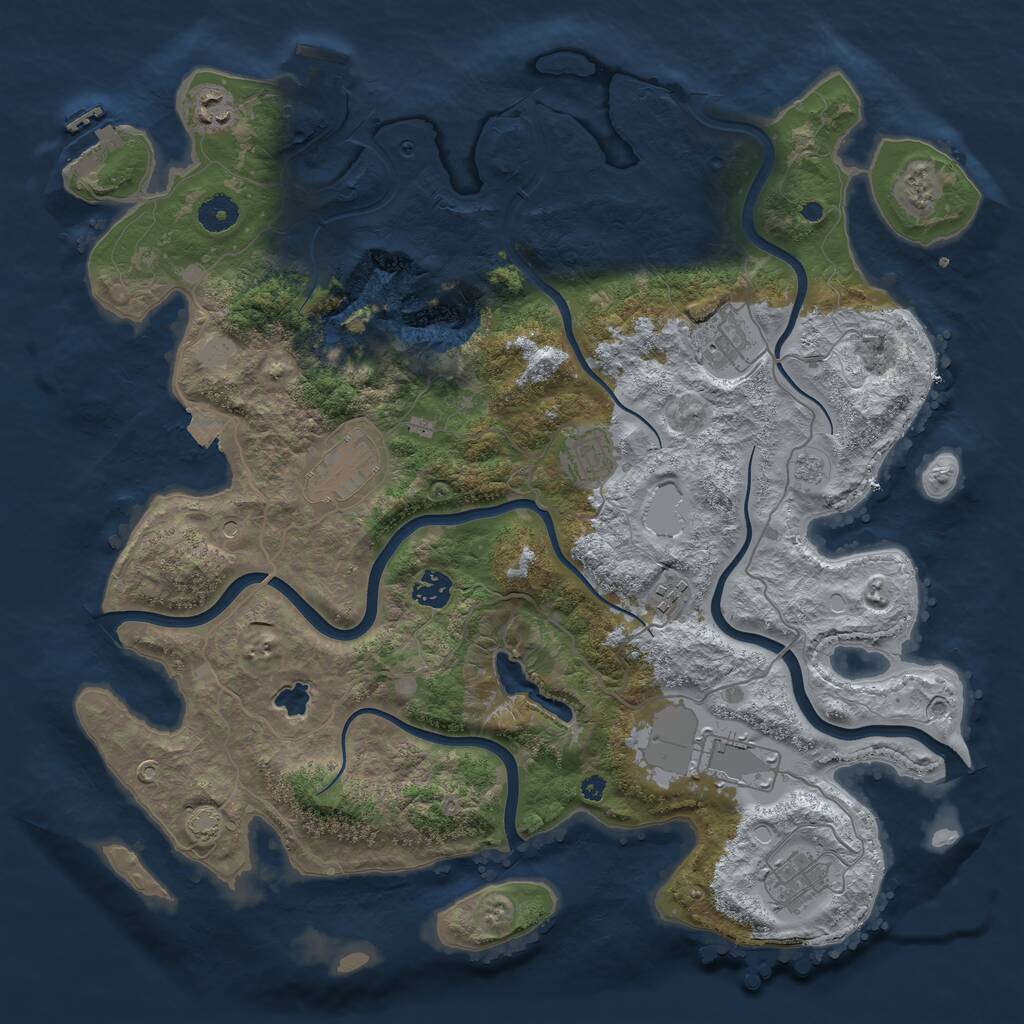 Rust Map: Procedural Map, Size: 4050, Seed: 1541699895, 14 Monuments