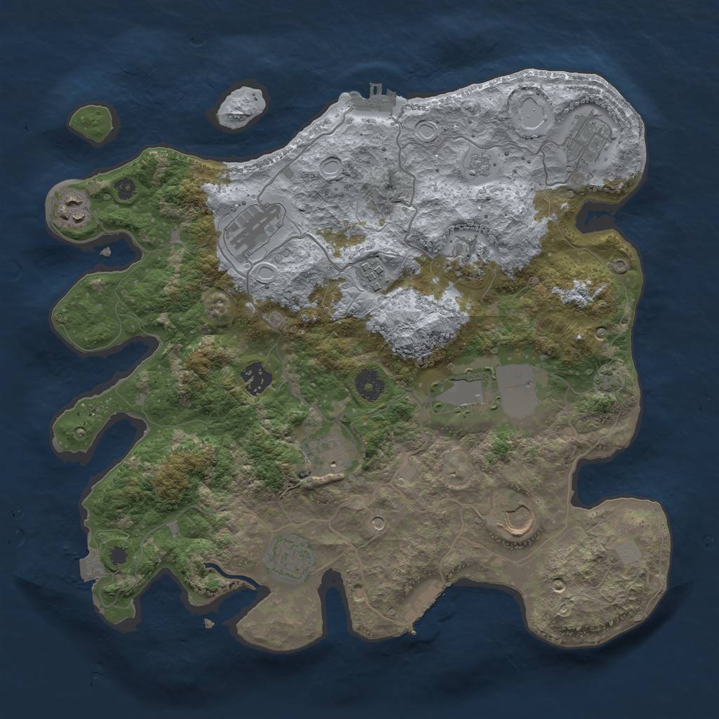 Rust Map: Procedural Map, Size: 3550, Seed: 77434334, 18 Monuments