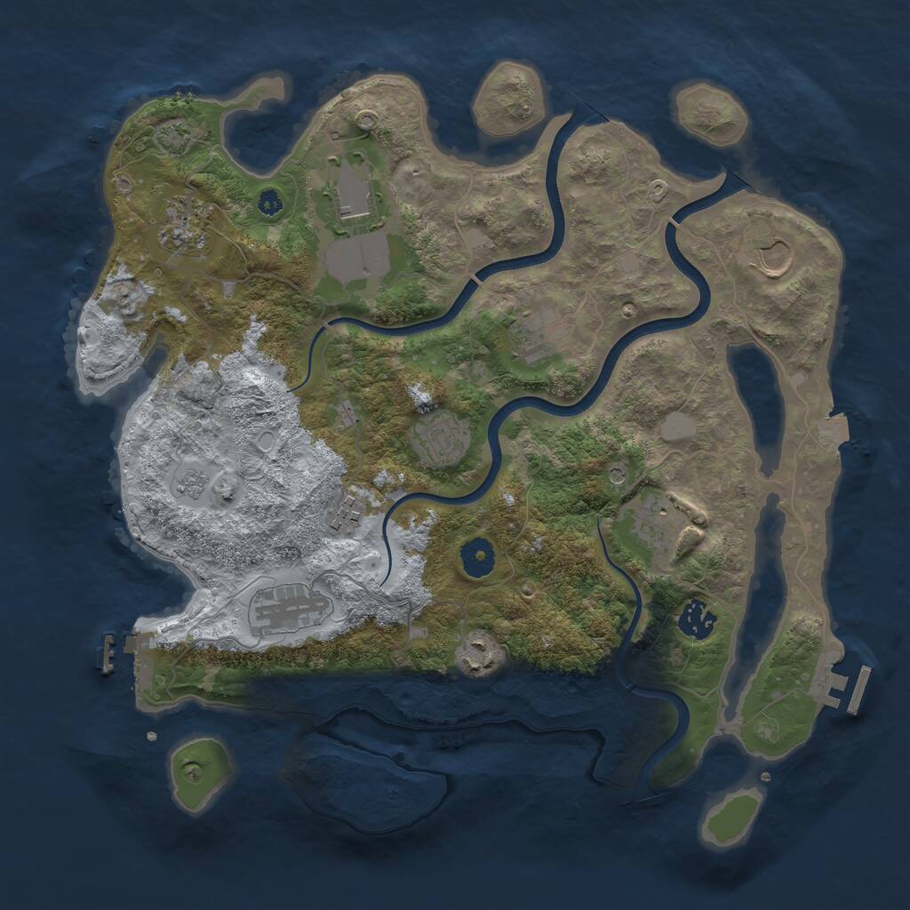 Rust Map: Procedural Map, Size: 3700, Seed: 1252542643, 16 Monuments