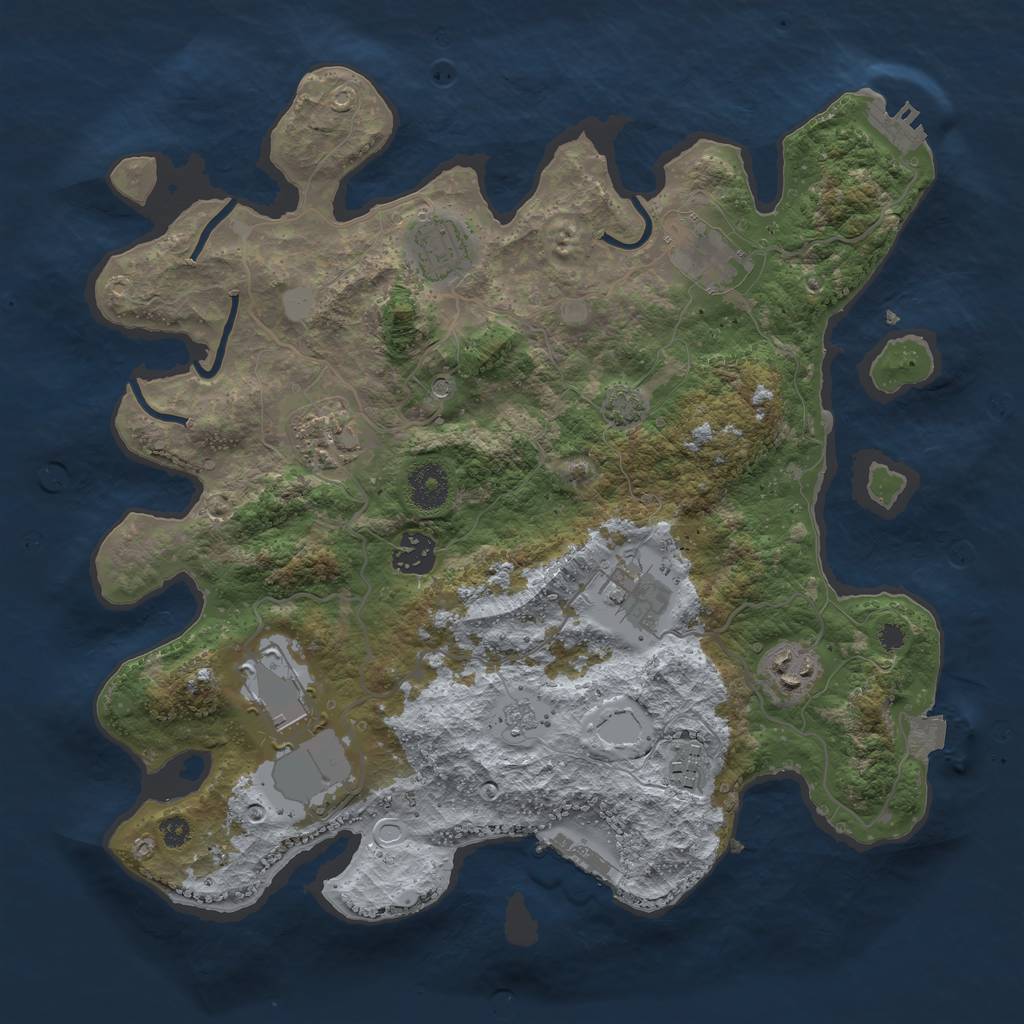 Rust Map: Procedural Map, Size: 3500, Seed: 252547472, 16 Monuments