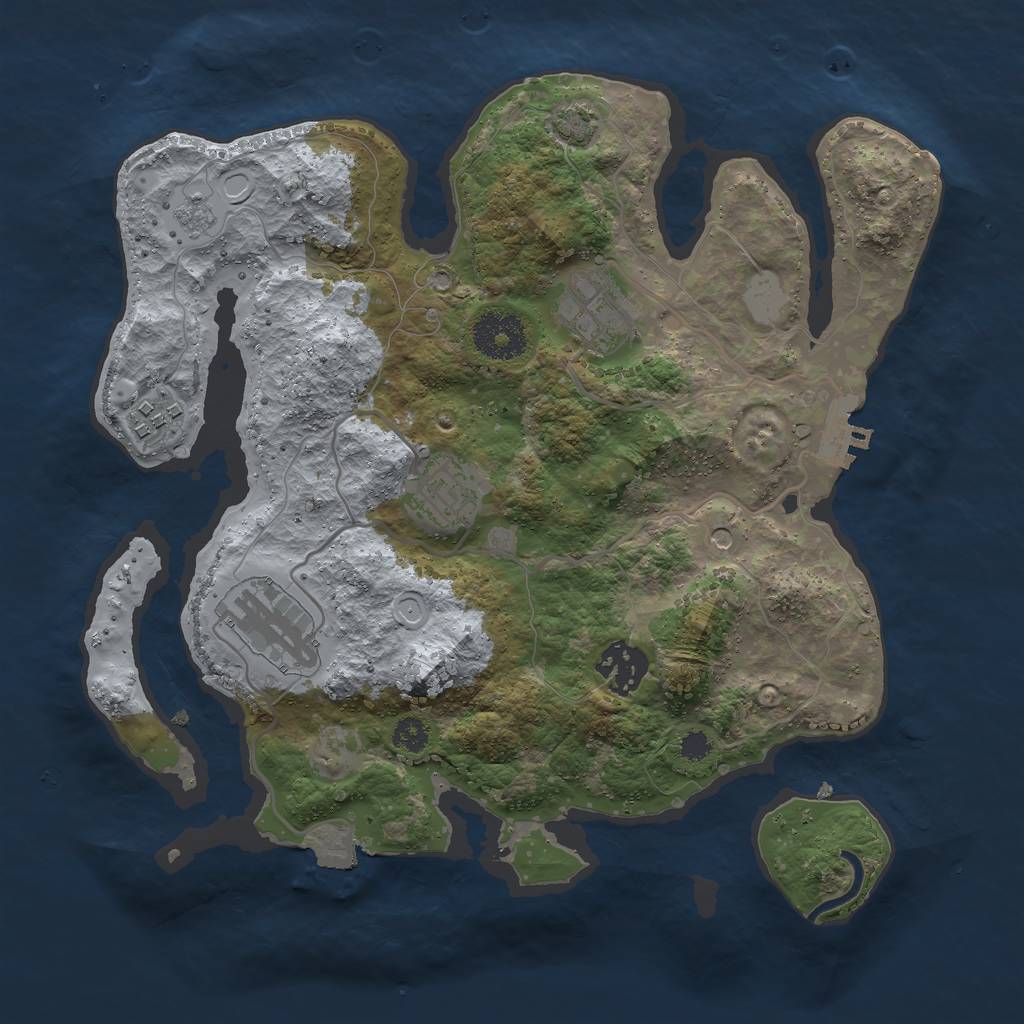 Rust Map: Procedural Map, Size: 3000, Seed: 1079684, 12 Monuments