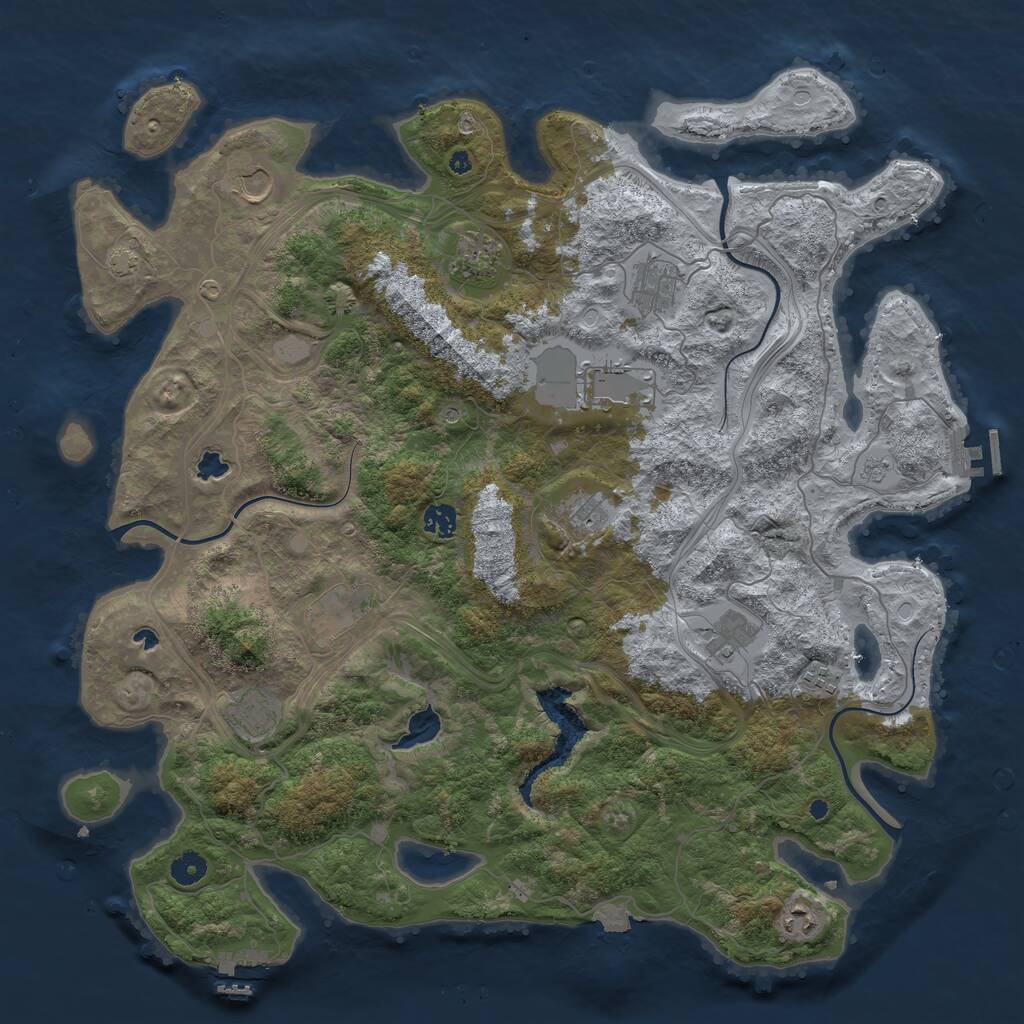 Rust Map: Procedural Map, Size: 4500, Seed: 1410967, 17 Monuments