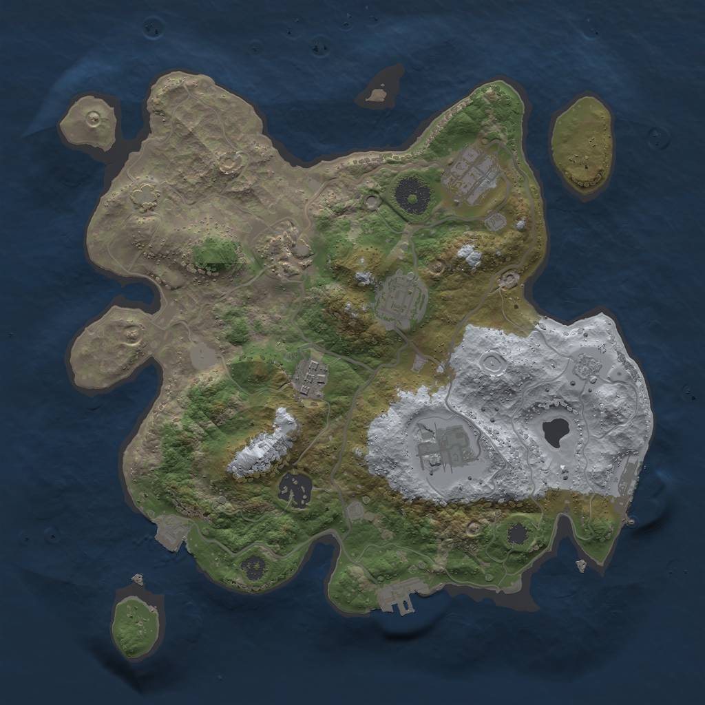 Rust Map: Procedural Map, Size: 3000, Seed: 71786, 13 Monuments