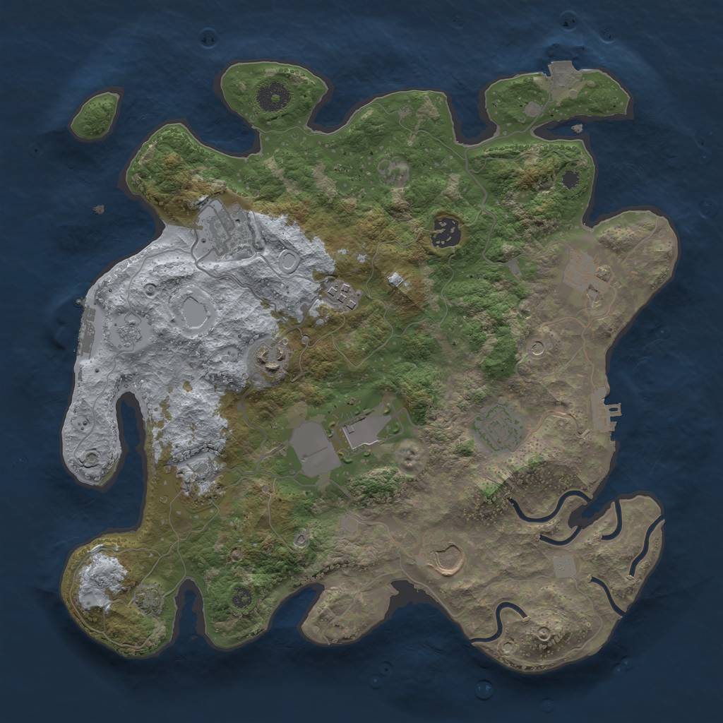 Rust Map: Procedural Map, Size: 3500, Seed: 1787942175, 17 Monuments