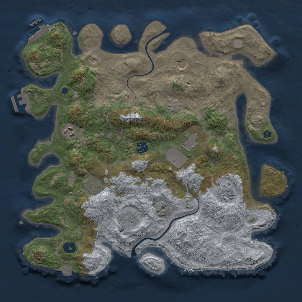 Rust Map: Procedural Map, Size: 3750, Seed: 1050308142, 14 Monuments