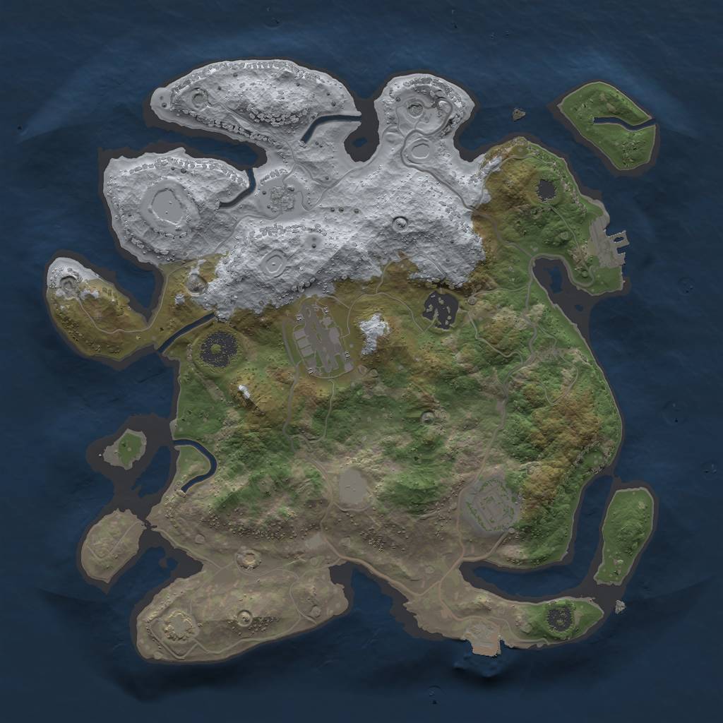 Rust Map: Procedural Map, Size: 3000, Seed: 308828, 10 Monuments