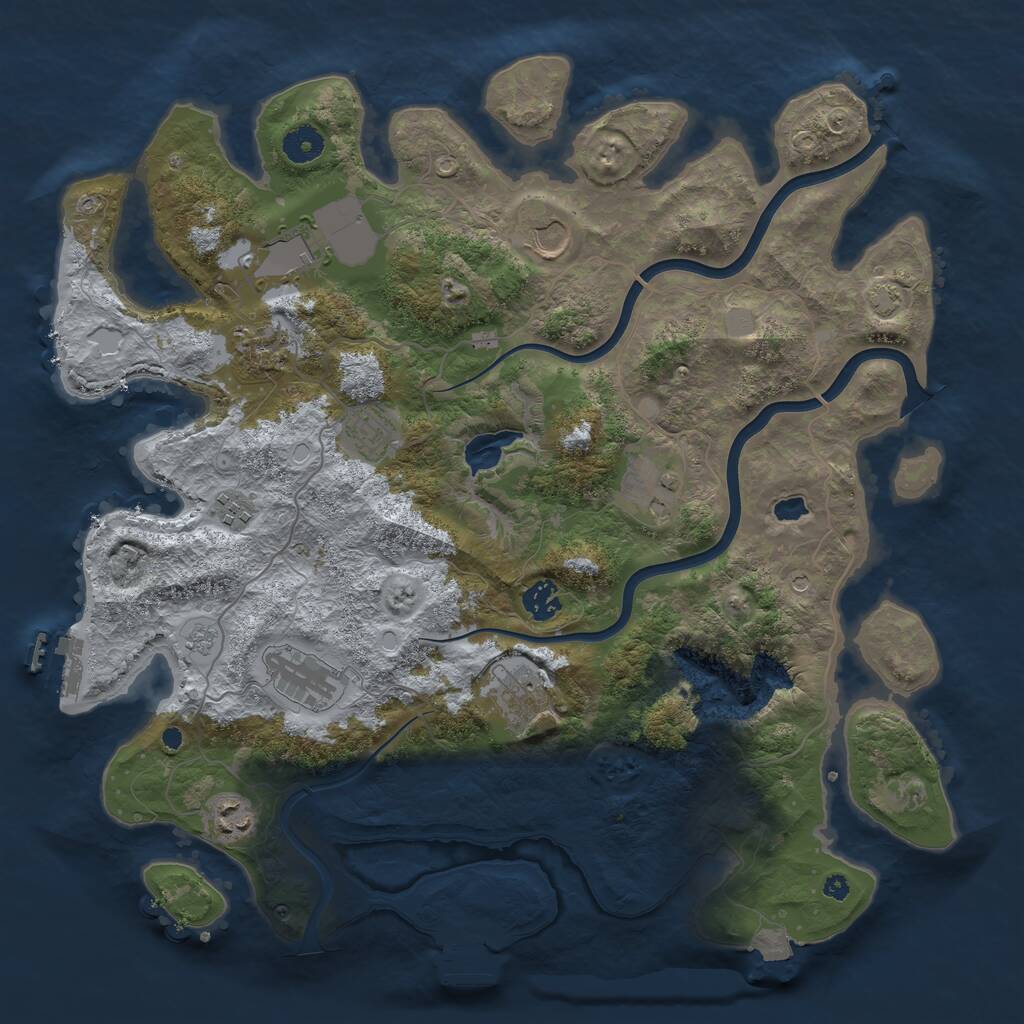 Rust Map: Procedural Map, Size: 4000, Seed: 612530445, 16 Monuments