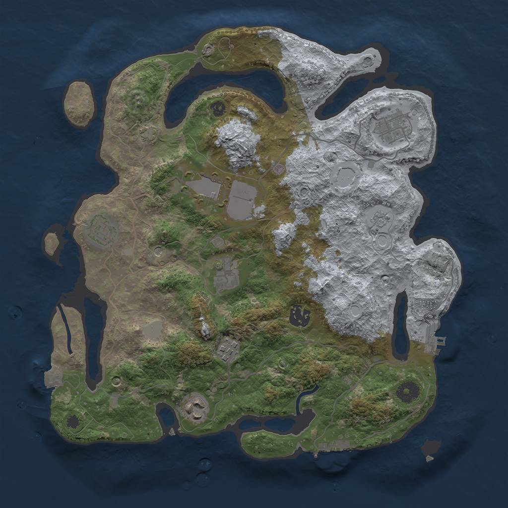 Rust Map: Procedural Map, Size: 3500, Seed: 215877, 15 Monuments