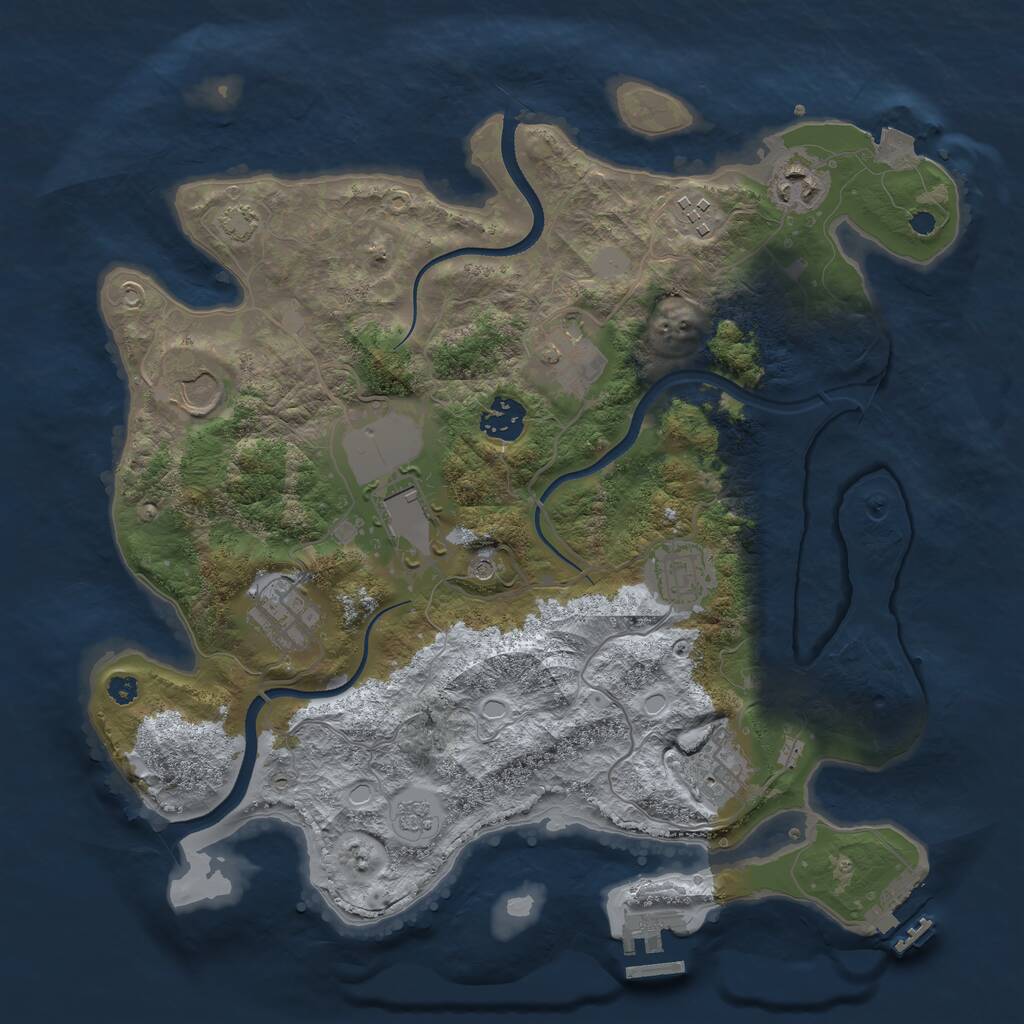 Rust Map: Procedural Map, Size: 3500, Seed: 295487674, 15 Monuments
