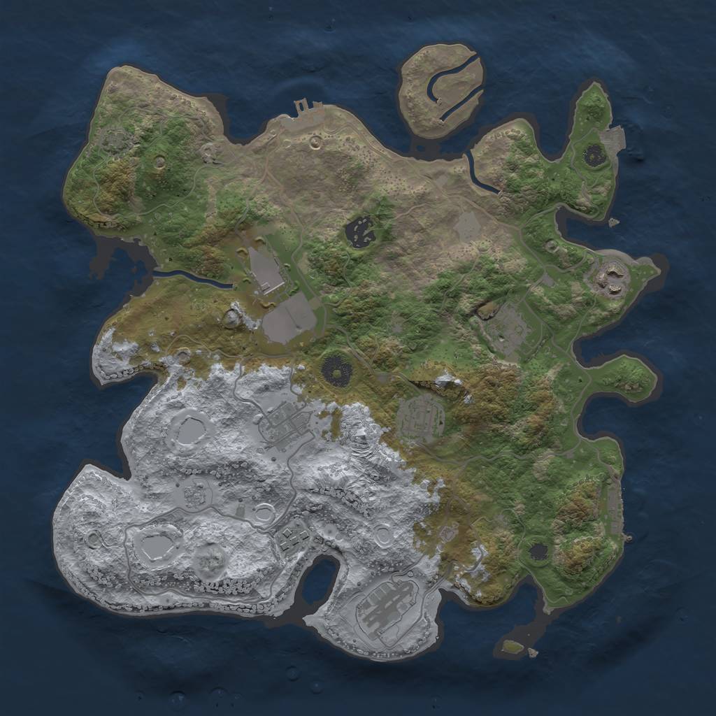 Rust Map: Procedural Map, Size: 3500, Seed: 639738465, 15 Monuments