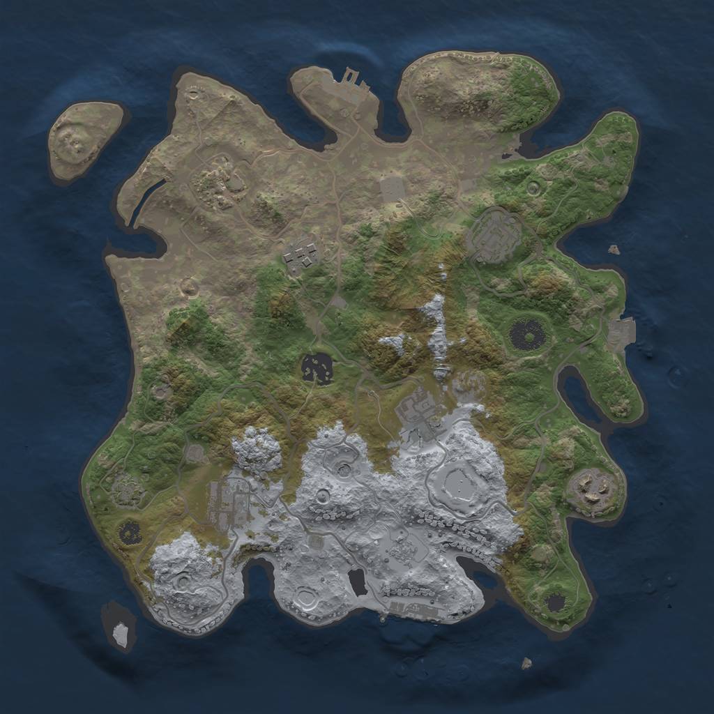 Rust Map: Procedural Map, Size: 3200, Seed: 1285940944, 15 Monuments