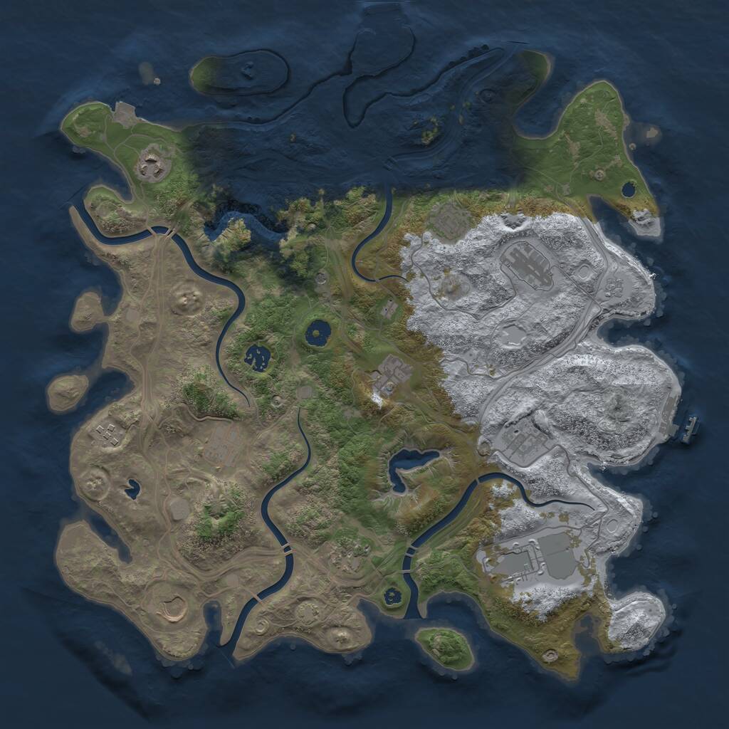 Rust Map: Procedural Map, Size: 4250, Seed: 446941839, 17 Monuments