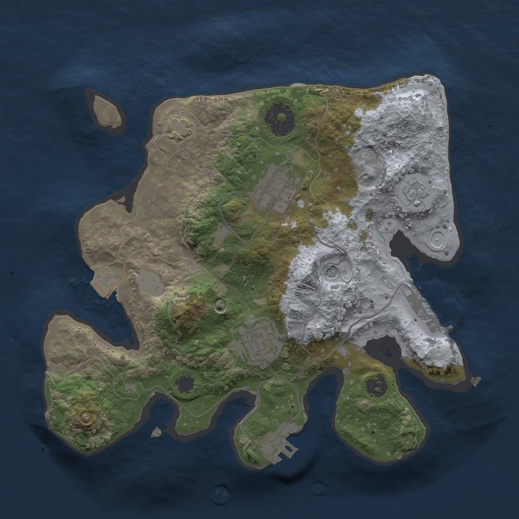 Rust Map: Procedural Map, Size: 2500, Seed: 1390259278, 10 Monuments