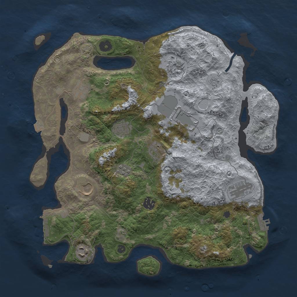 Rust Map: Procedural Map, Size: 3700, Seed: 1077365101, 18 Monuments