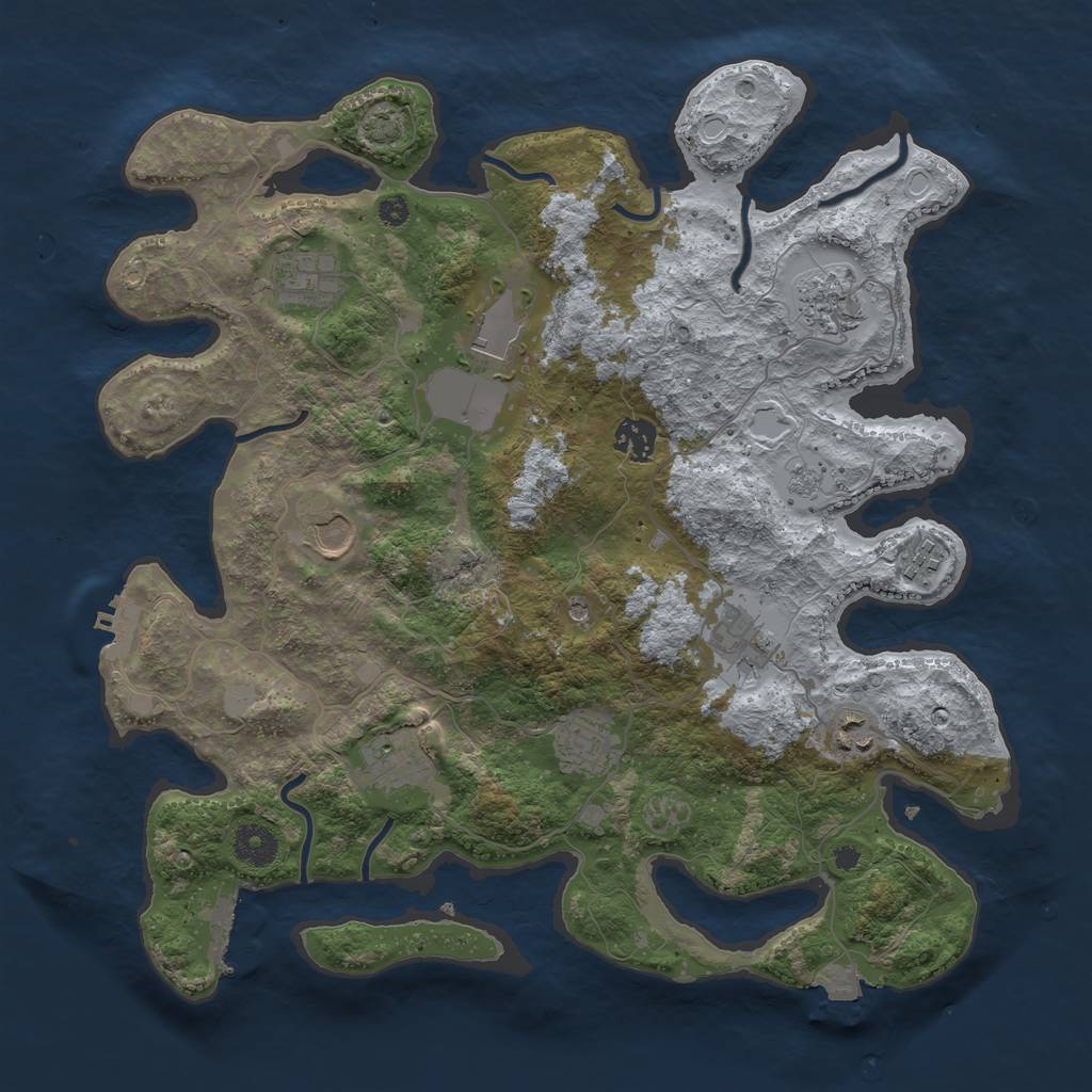 Rust Map: Procedural Map, Size: 3750, Seed: 163892115, 18 Monuments