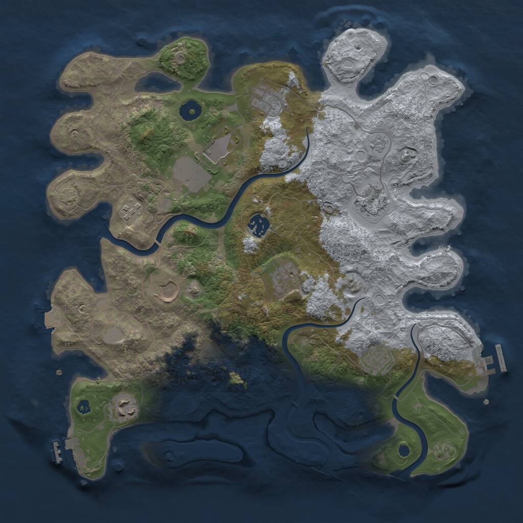Rust Map: Procedural Map, Size: 3750, Seed: 163892115, 15 Monuments