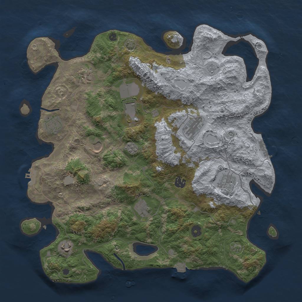 Rust Map: Procedural Map, Size: 4000, Seed: 1410967, 18 Monuments