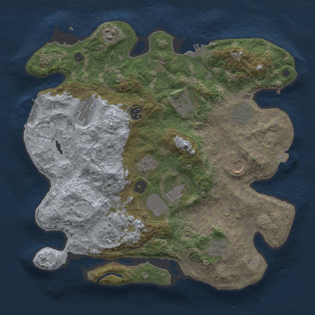 Rust Map: Procedural Map, Size: 3700, Seed: 421914423, 18 Monuments