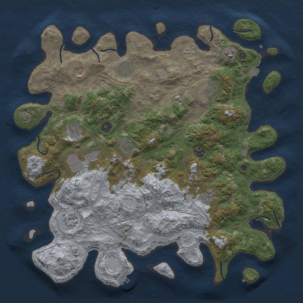 Rust Map: Procedural Map, Size: 4250, Seed: 1232723384, 18 Monuments